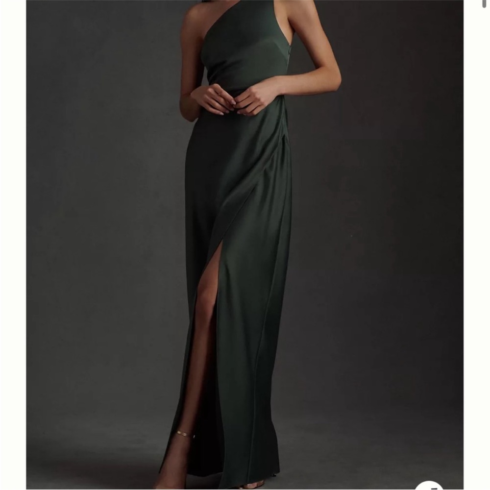 BHLDN Dylan One-Shoulder dress in forest Sz 8